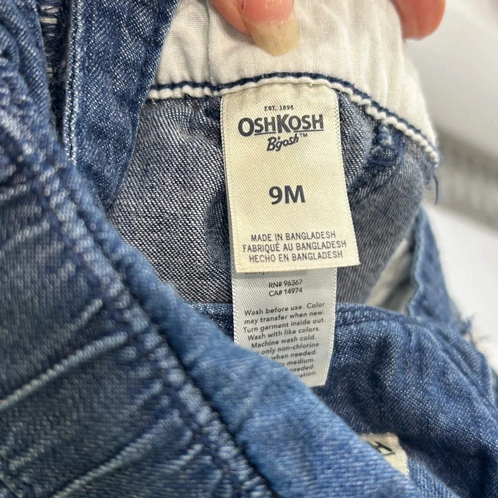 OshKosh B'gosh Denim Bib Overalls Blue Jean Jogger Style |Size 9 months